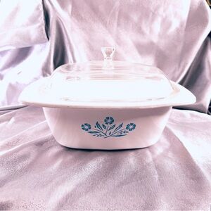 VTG Corning Ware Blue Cornflower Dutch Oven 4 Qt P-34-B Glass Lid Made USA